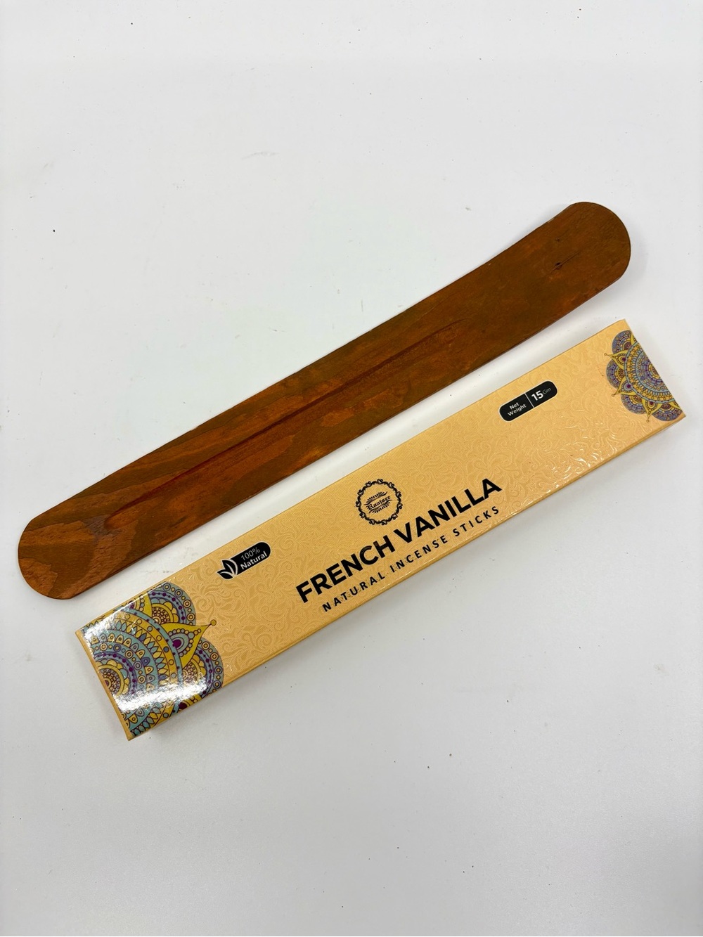 NEW French Vanilla Natural Incense Sticks with Wooden Holder, from India